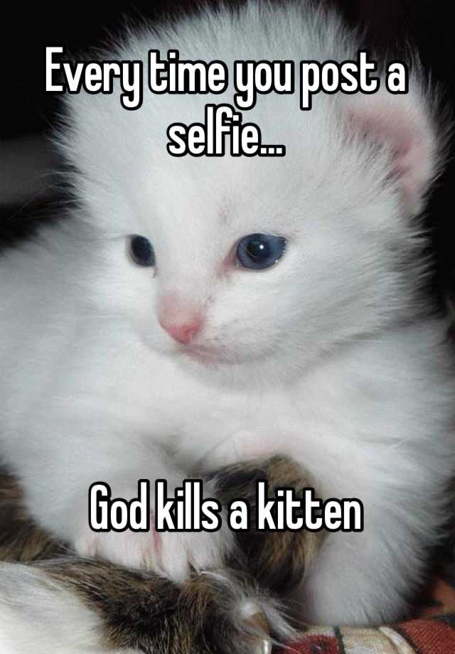 Every time you post a selfie... God kills a kitten