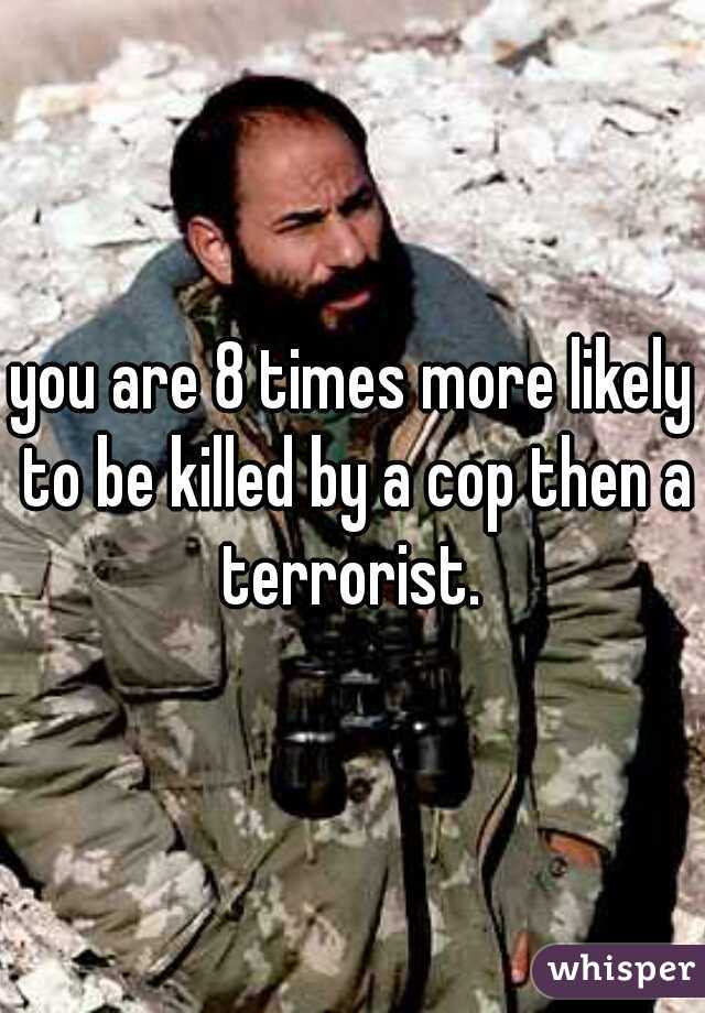 you are 8 times more likely to be killed by a cop then a terrorist. 