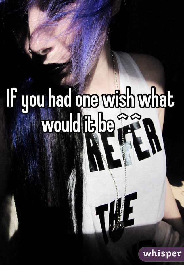 If you had one wish what would it be ^.^