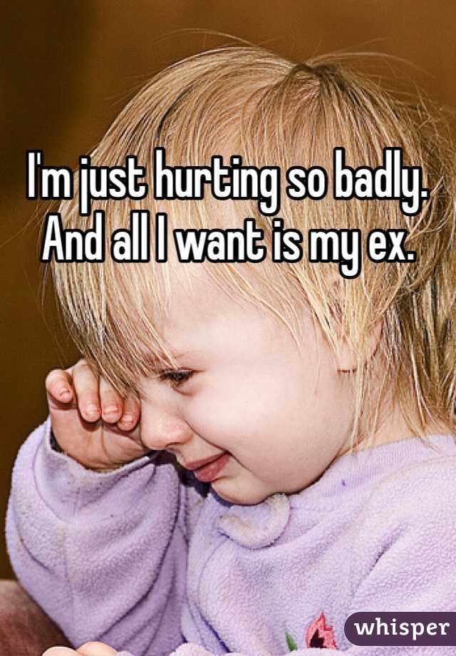 I'm just hurting so badly. And all I want is my ex. 