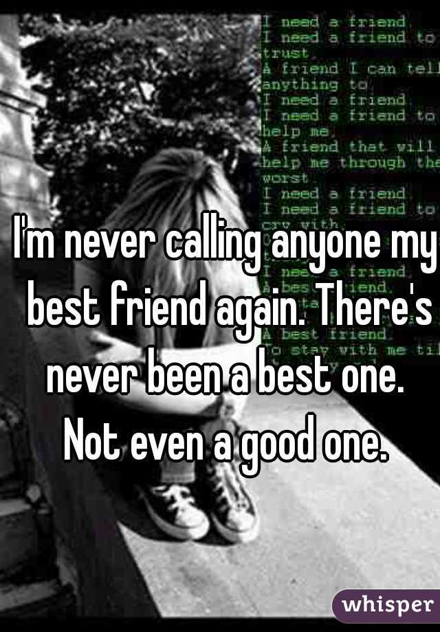 I'm never calling anyone my best friend again. There's never been a best one.  Not even a good one. 