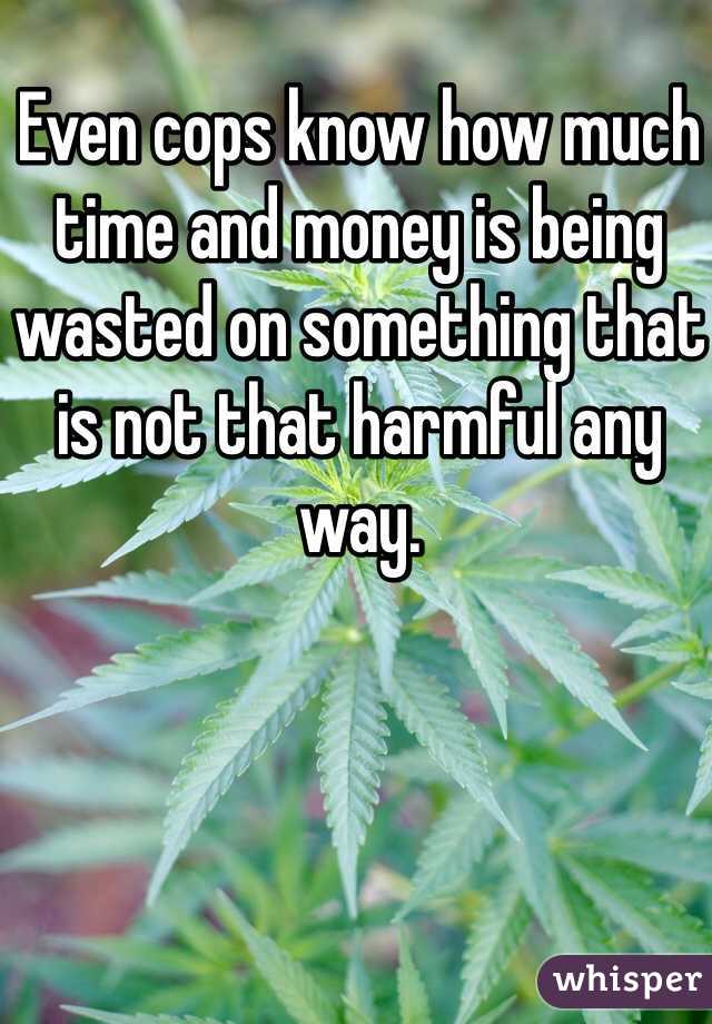 Even cops know how much time and money is being wasted on something that is not that harmful any way. 