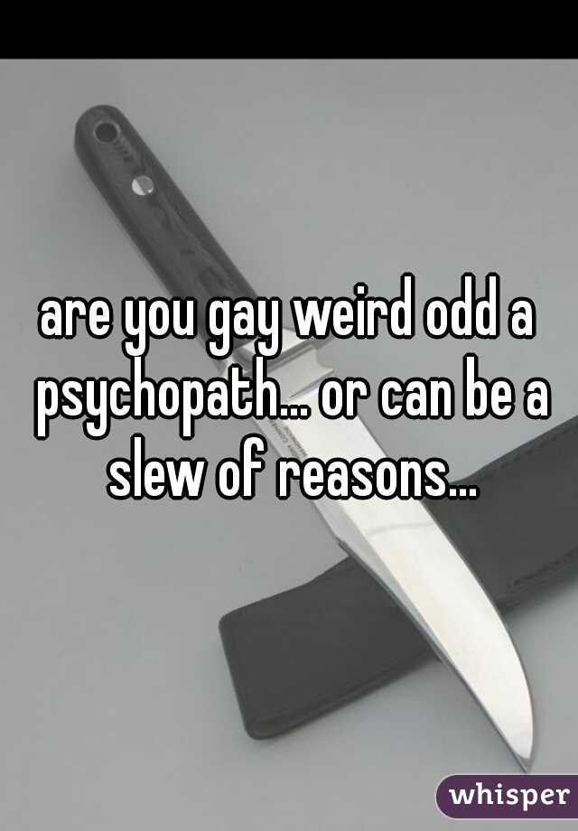 are you gay weird odd a psychopath... or can be a slew of reasons...