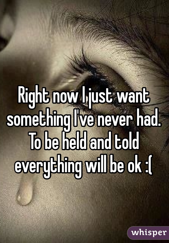 Right now I just want something I've never had.
To be held and told everything will be ok :(