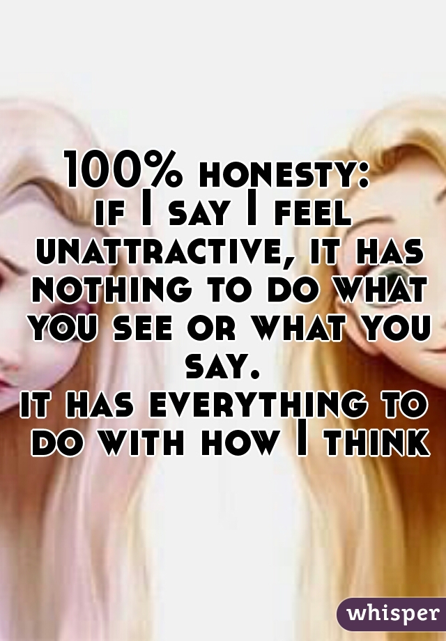 100% honesty: 
if I say I feel unattractive, it has nothing to do what you see or what you say. 
it has everything to do with how I think