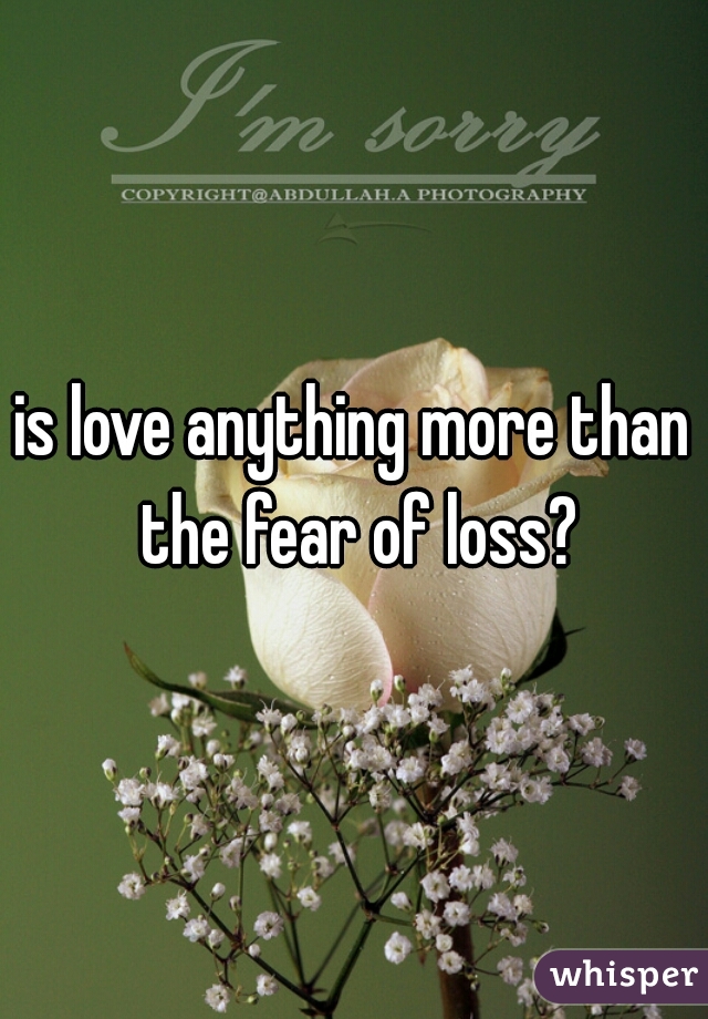 is love anything more than the fear of loss?