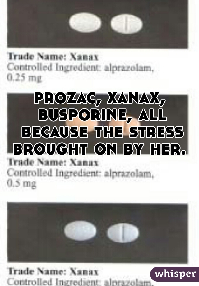 prozac, xanax, busporine, all because the stress brought on by her. 