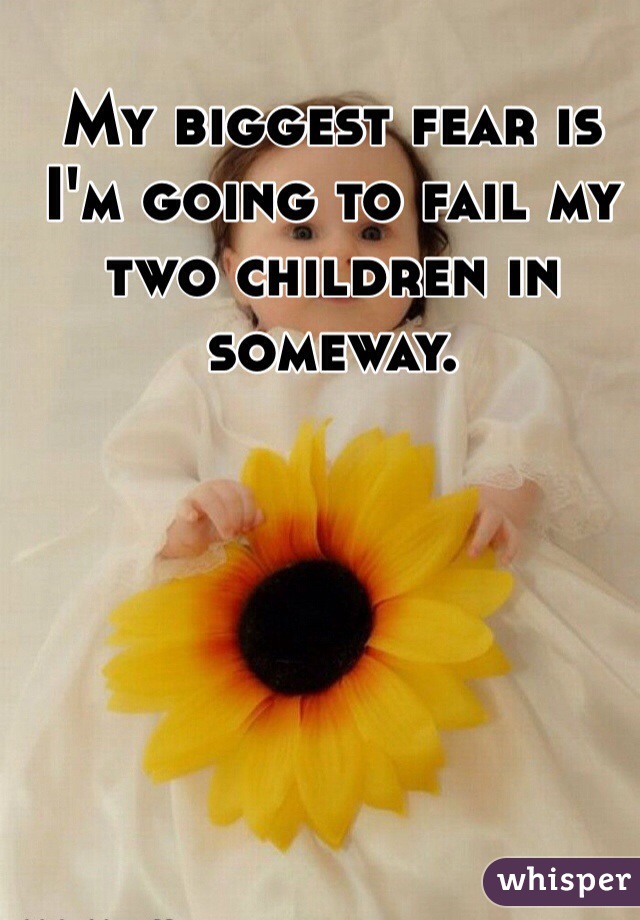My biggest fear is I'm going to fail my two children in someway.    