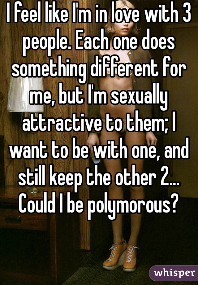 I feel like I'm in love with 3 people. Each one does something different for me, but I'm sexually attractive to them; I want to be with one, and still keep the other 2... Could I be polymorous? 