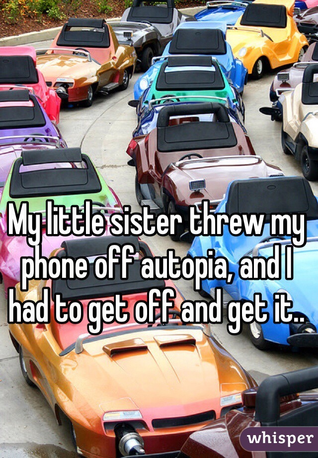 My little sister threw my phone off autopia, and I had to get off and get it..