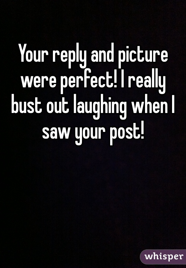 Your reply and picture were perfect! I really bust out laughing when I saw your post!