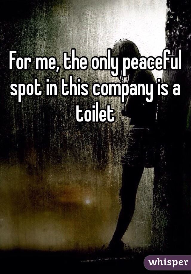 For me, the only peaceful spot in this company is a toilet