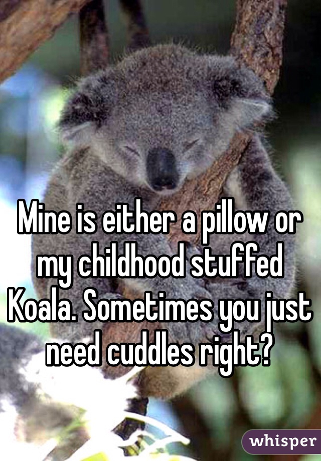 Mine is either a pillow or my childhood stuffed Koala. Sometimes you just need cuddles right?