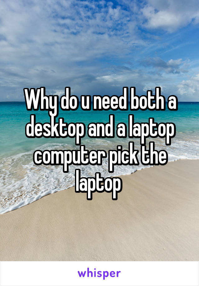 Why do u need both a desktop and a laptop computer pick the laptop 