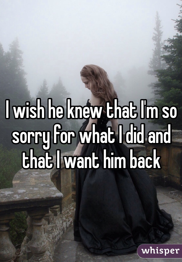 I wish he knew that I'm so sorry for what I did and that I want him back 