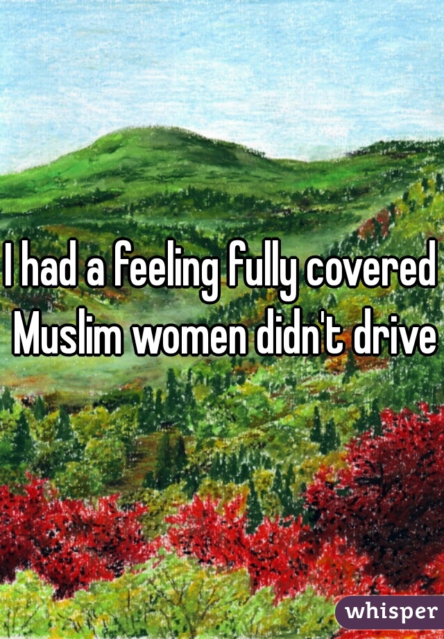 I had a feeling fully covered Muslim women didn't drive