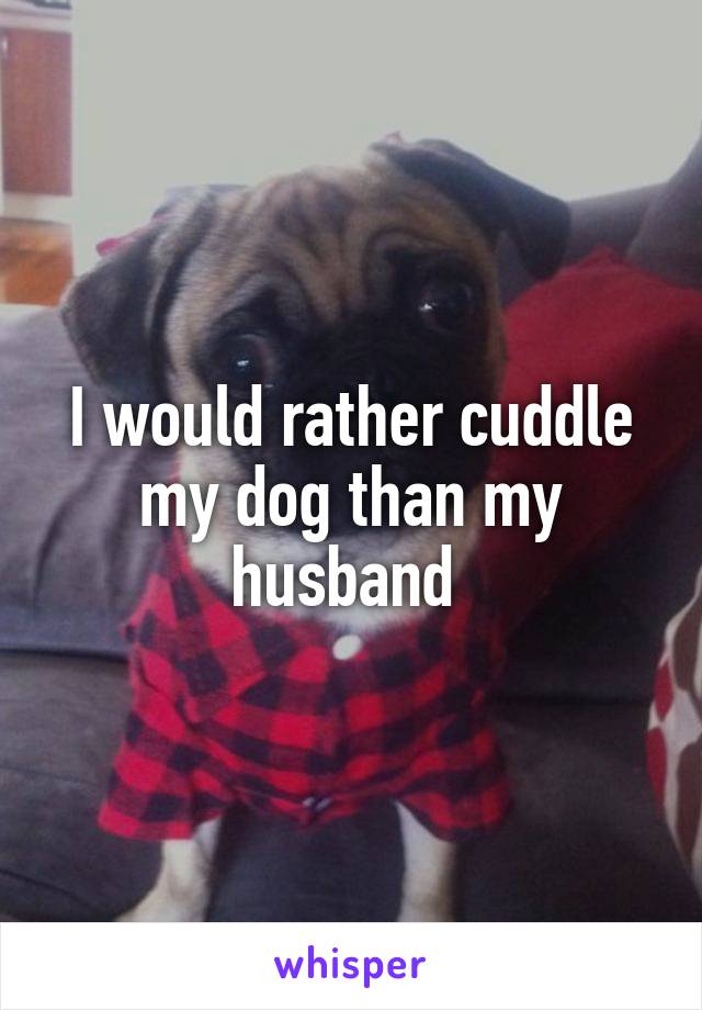 I would rather cuddle my dog than my husband 