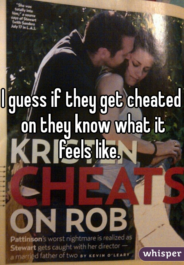 I guess if they get cheated on they know what it feels like.  
