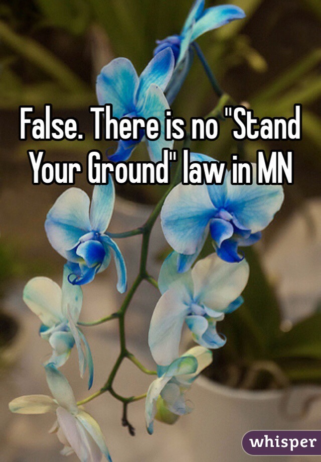 False. There is no "Stand Your Ground" law in MN