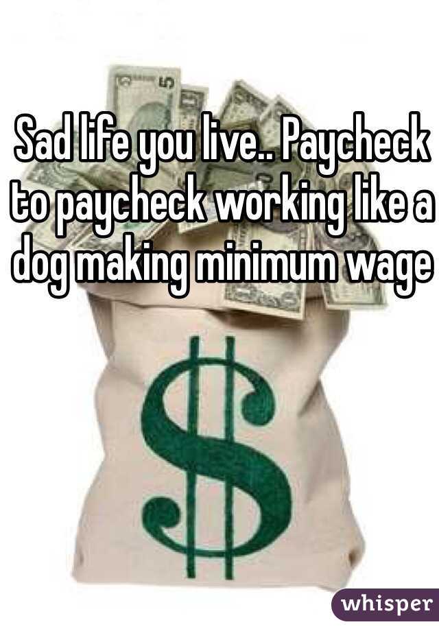 Sad life you live.. Paycheck to paycheck working like a dog making minimum wage