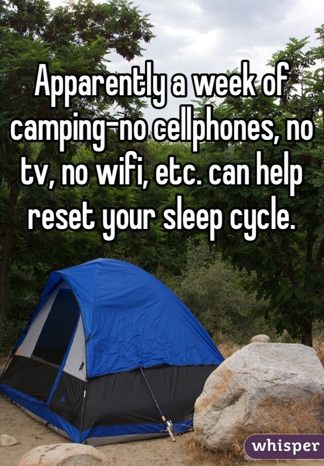 Apparently a week of camping-no cellphones, no tv, no wifi, etc. can help reset your sleep cycle. 