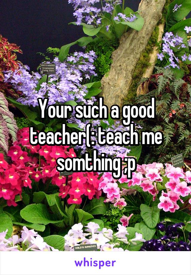 Your such a good teacher(: teach me somthing ;p