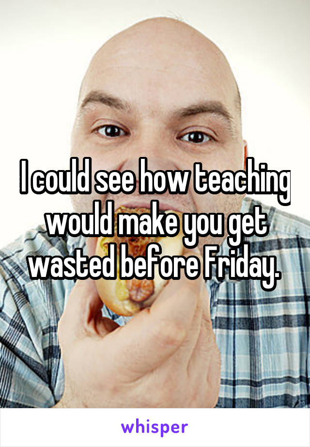 I could see how teaching would make you get wasted before Friday. 