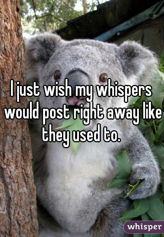 I just wish my whispers would post right away like they used to. 