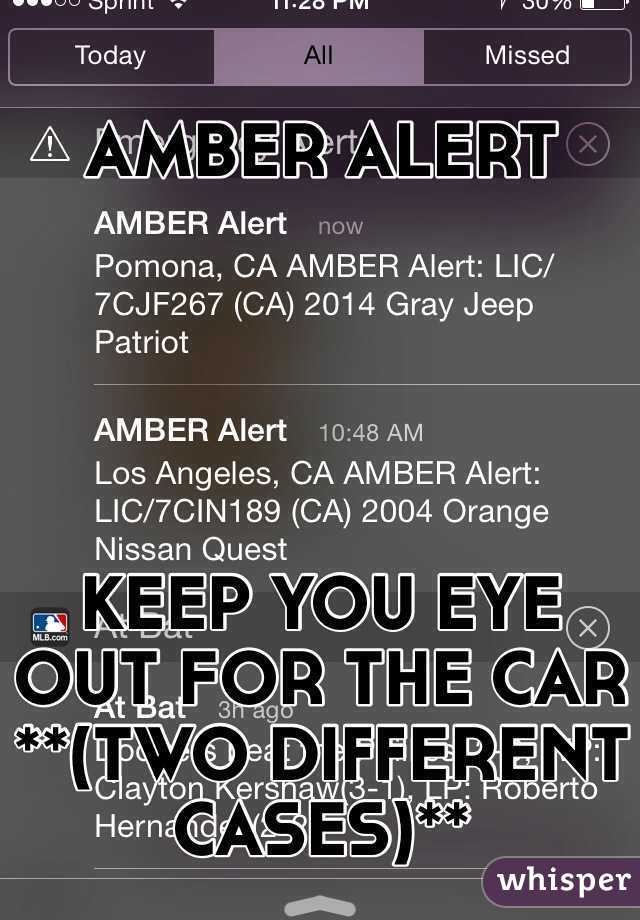 
AMBER ALERT 





KEEP YOU EYE OUT FOR THE CAR
**(TWO DIFFERENT CASES)**