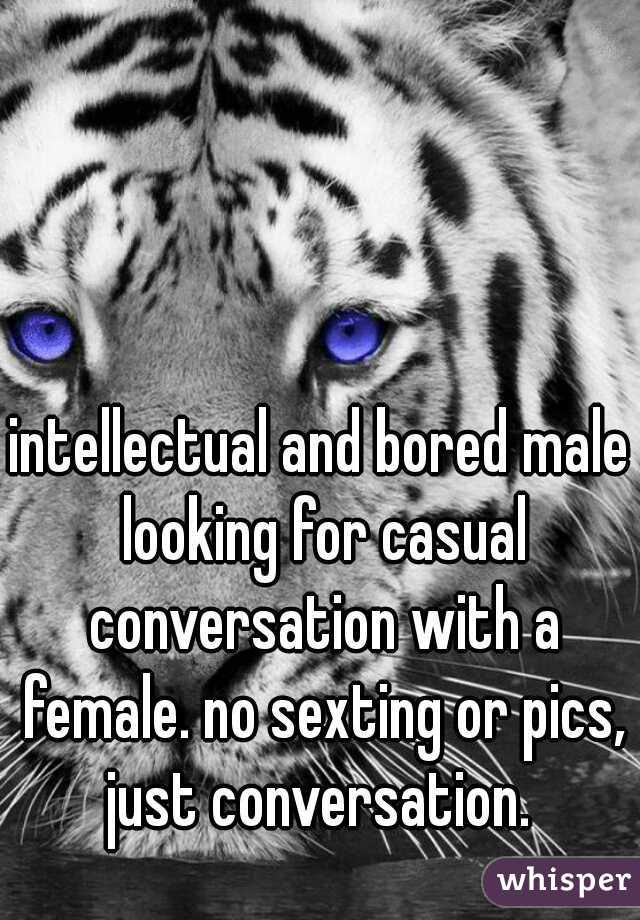 intellectual and bored male looking for casual conversation with a female. no sexting or pics, just conversation. 