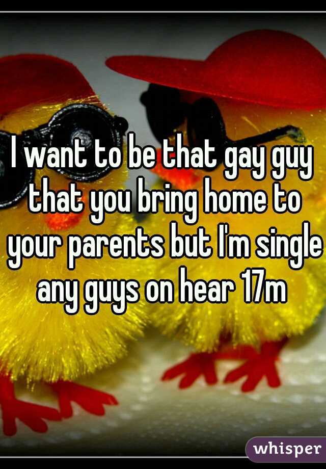 I want to be that gay guy that you bring home to your parents but I'm single any guys on hear 17m 