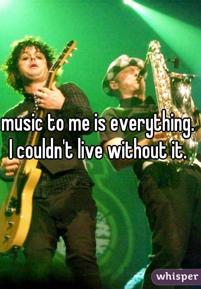 music to me is everything. 
I couldn't live without it. 