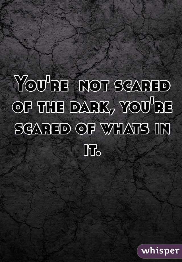 You're  not scared of the dark, you're scared of whats in it. 
