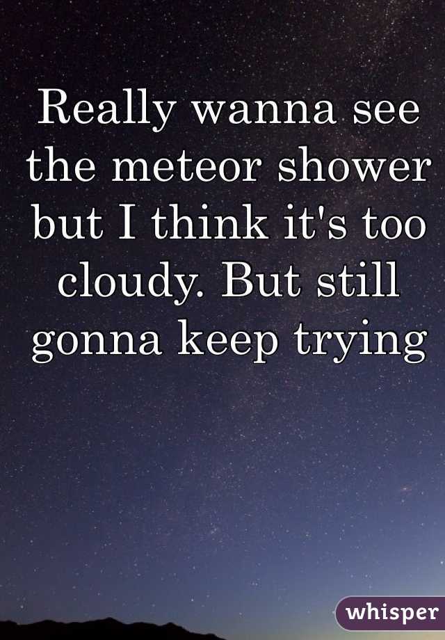 Really wanna see the meteor shower but I think it's too cloudy. But still gonna keep trying