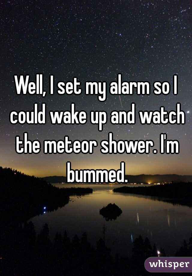 Well, I set my alarm so I could wake up and watch the meteor shower. I'm bummed.