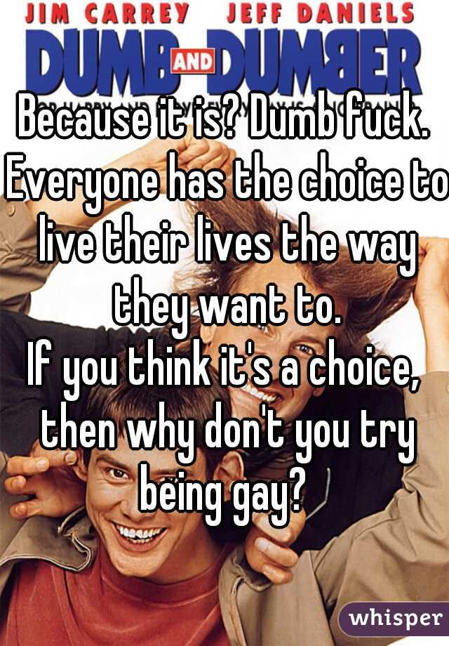 Because it is? Dumb fuck. Everyone has the choice to live their lives the way they want to.
If you think it's a choice, then why don't you try being gay? 
