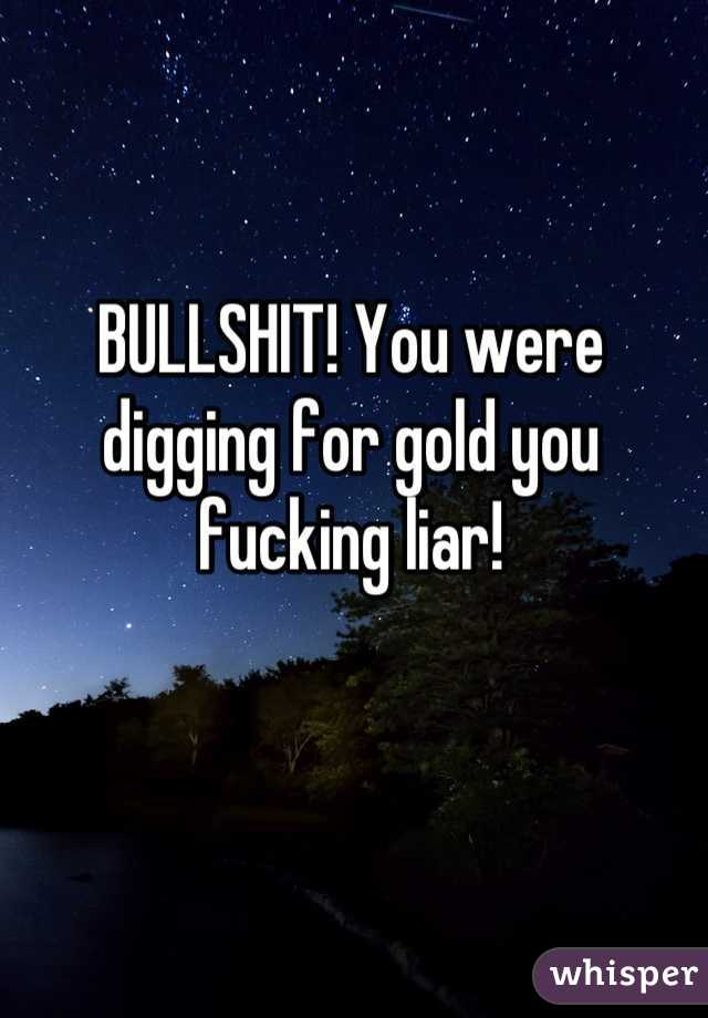 BULLSHIT! You were digging for gold you fucking liar!