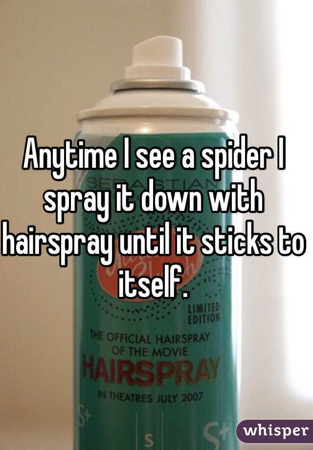 Anytime I see a spider I spray it down with hairspray until it sticks to itself. 