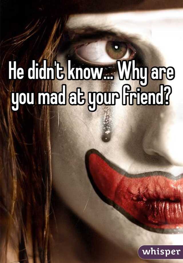 He didn't know... Why are you mad at your friend?