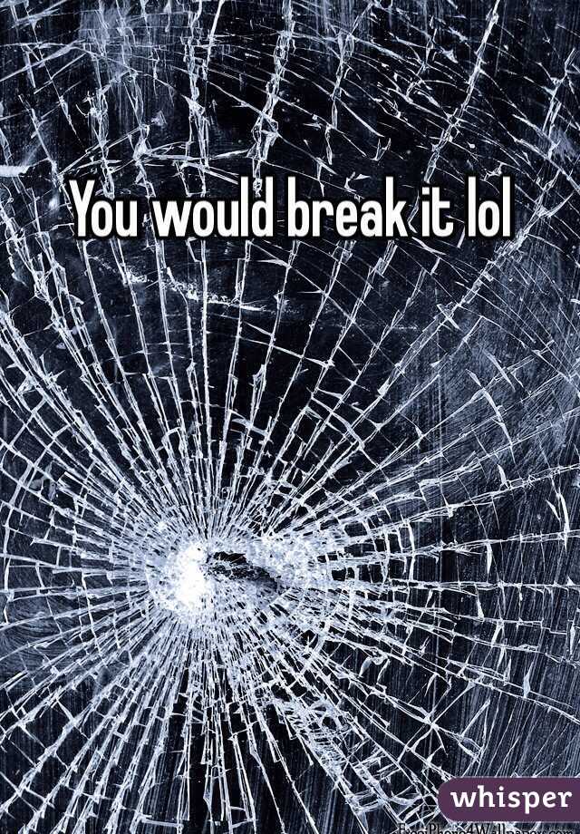 You would break it lol