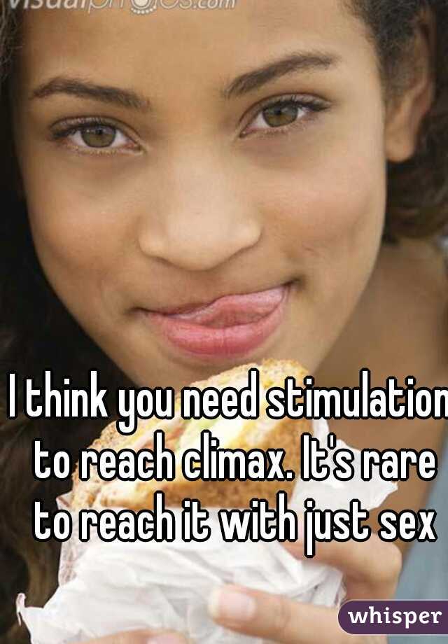 I think you need stimulation to reach climax. It's rare to reach it with just sex