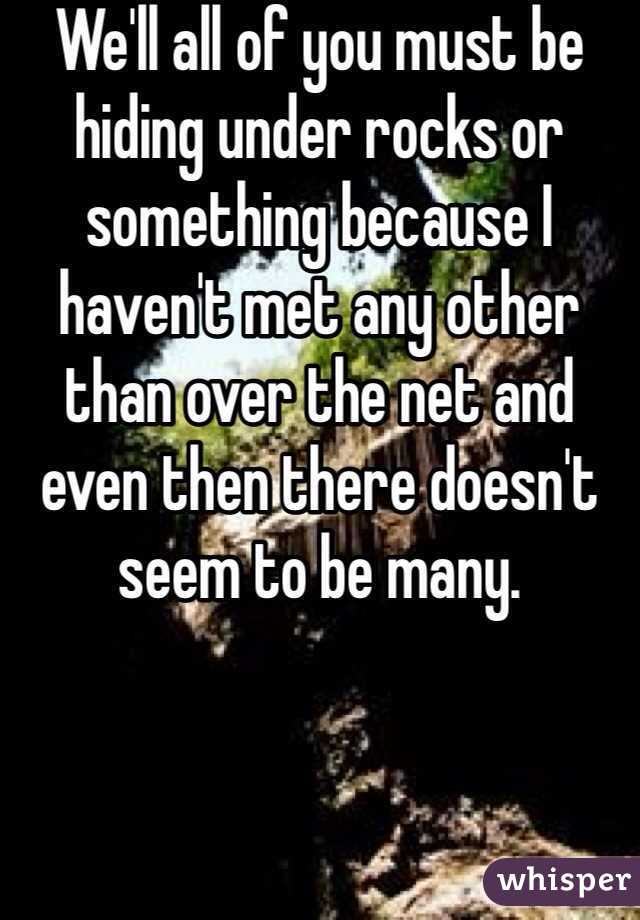 We'll all of you must be hiding under rocks or something because I haven't met any other than over the net and even then there doesn't seem to be many. 