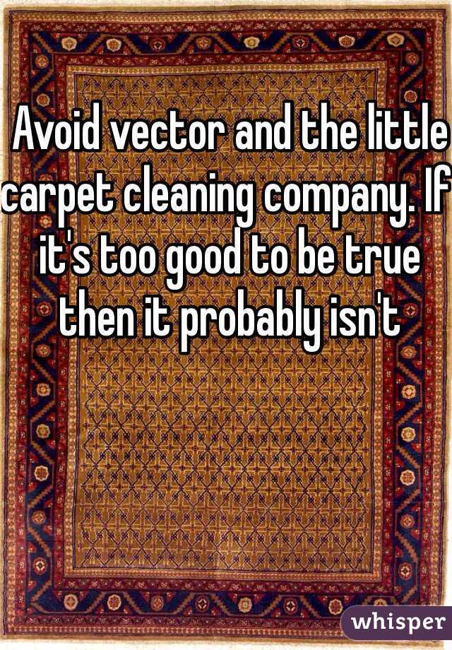 Avoid vector and the little carpet cleaning company. If it's too good to be true then it probably isn't 