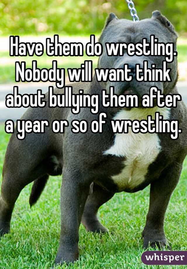Have them do wrestling. Nobody will want think about bullying them after a year or so of wrestling.