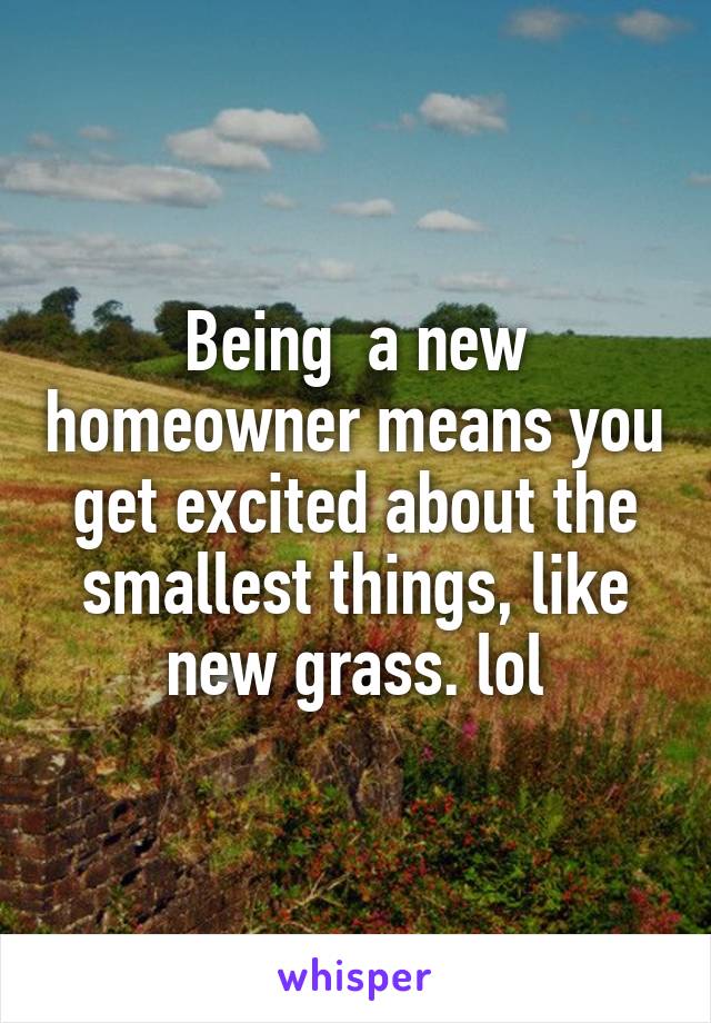 Being  a new homeowner means you get excited about the smallest things, like new grass. lol