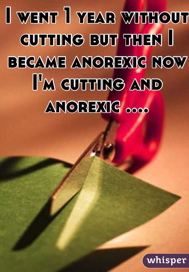 I went 1 year without cutting but then I became anorexic now I'm cutting and anorexic ....