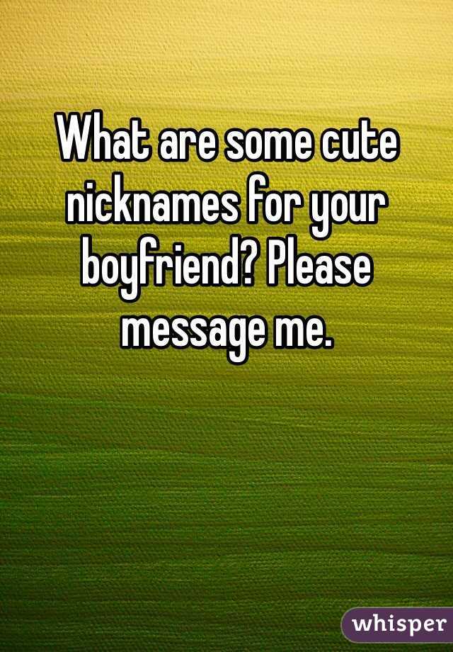 What are some cute nicknames for your boyfriend? Please message me. 
