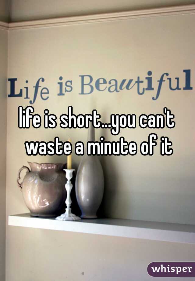 life is short...you can't waste a minute of it
