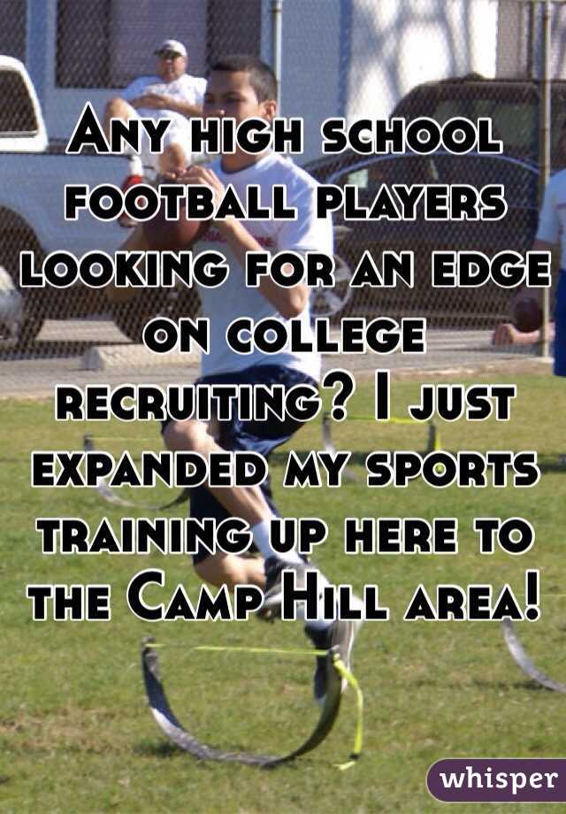 Any high school football players looking for an edge on college recruiting? I just expanded my sports training up here to the Camp Hill area!