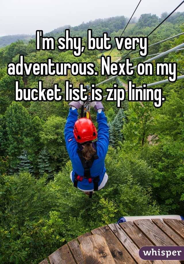 I'm shy, but very adventurous. Next on my bucket list is zip lining. 